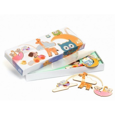 MOVIL MADERA ILUSTRADO ANIMALES BEBES DJECO