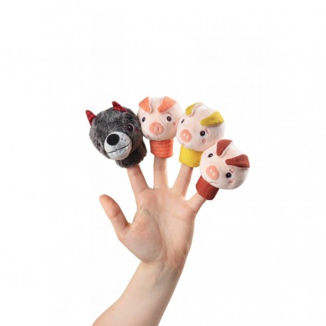 MARIONETAS DE DEDO EL LOBO Y LOS TRES CERDITOS LILLIPUTIENS 