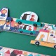 Detalle de las piezas de cartón reciclado del Puzzle Petit Voyage de Londji