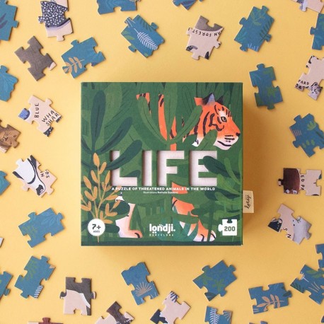 Puzzle Life de 200 piezas de Londji con animales en peligro de extinción