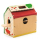 Granja de madera y fieltro Softy Color Baby Farm abierta.