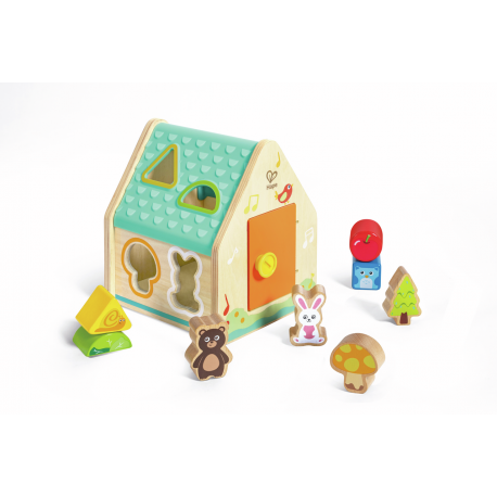 Clasificador de formas Casa de Criaturas de Hape, juguete educativo de madera para niños desde 2 años   