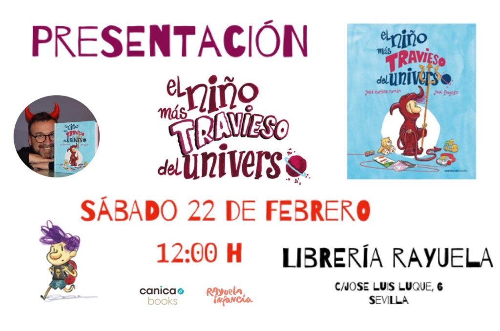 Presentación de "El niño más travieso del Universo" en librería Rayuela de Sevilla